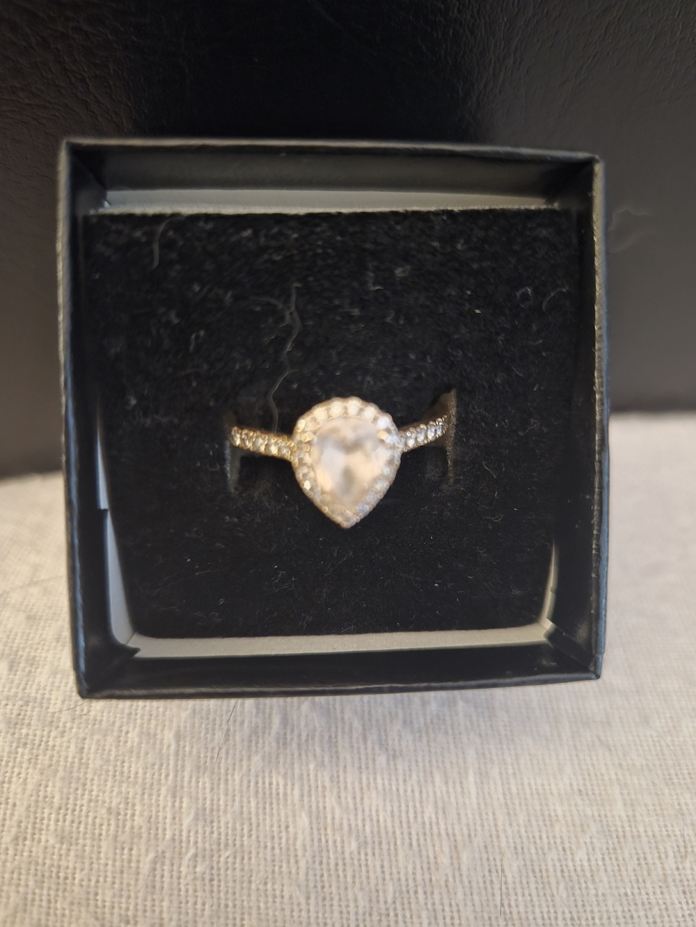 LeVian Teardrop Halo Crystal Ring in Rose Gold